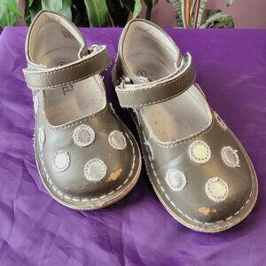 Angel Baby Girls Polka Dot Mary Jane - Gray / Toddler 7 (Fair)
